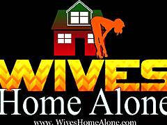 Trashy brunette wife masturbates alone