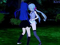 Chris Yukine and Tsubasa Kazanari in intense lesbian hentai play