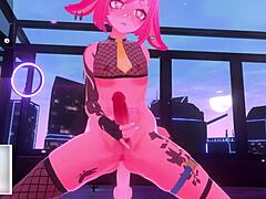 Bunny vtuber dominates with massive futa cock intensely