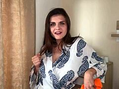 Stepmother with FAT COCK makes stepson lick milky nipples