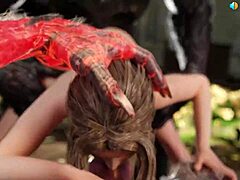 Aerith Takes on Two Werewolves in 3D Animation