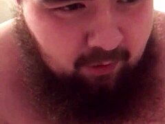 Young gay chub teases while sucking and riding dildo.