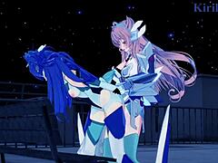 i love watching tsubasa, kanade, and maria in that intense futanari sex scene from symphogear hentai