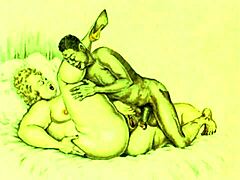 vintage erotic drawings with retro cartoon anime hentai