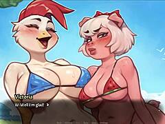 Caught with a boner by girlfriend and teacher in My Pig Princess hentai game