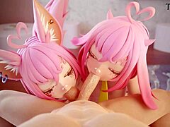 i love how these two slutty anime girls suck cock