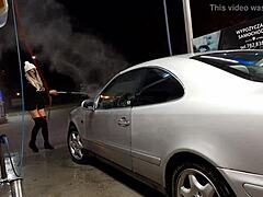 Car wash hiding transsexual secrets outdoors?