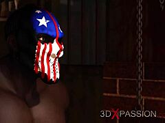 Cartoon sub-slut gagged and pounded by black cock in 3D