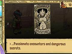 Jafar and the Queen trainer in an uncensored hentai game with big boob groping