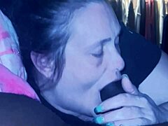 A curvaceous cougar gets a deepthroat blowjob and a facial in return