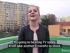 public agent catches innocent ginger girl for a wild fuck over car bonnet outdoors