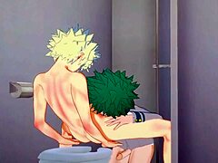 midoriya blows bakugou with cum in mouth