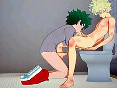 midoriya blows bakugou with cum in mouth