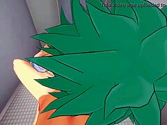 midoriya blows bakugou with cum in mouth