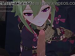Horny Lakris in Genshin Impact gets wild blowjob and footjob!