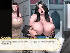 Naughty Aunt Teases with Giant Tits in Wild Hentai Scene.