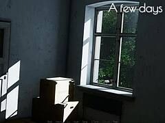 Sexy anime girl in cute outfit shows off her big tits in 3d game