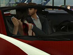 Neighbor Bride Gets Naughty in Sims 4 Car Scene