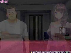 Middle aged man seduces his wife in a visual novel