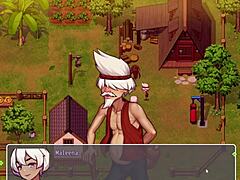 Hentai game featuring spying on countryside woman's big ass