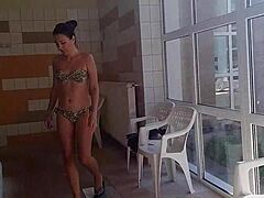 Risky flashing and masturbation at public spa