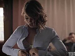 this teen pornstar bent over for a rough quickie anal fuck that left her gaping