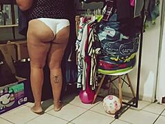 Curvy Mexican BBW Gordita Caught Cleaning Room on Hidden Cam