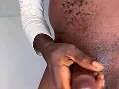 Ninja Man Masturbates Huge Black Cock Until Explosive Cumshot