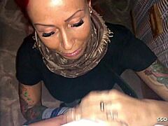 deutsche party schlampe, lick my pussy right here in the store!