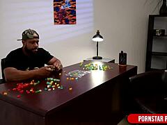 blonde hoe leya falcon massages big tres mocha cock with her ass in bisexual dildo play