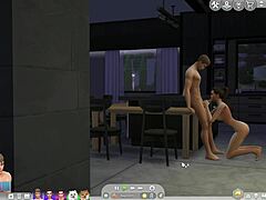 Sims 4 Hentai Caught My Cousin Sideways in Kitchen Action.