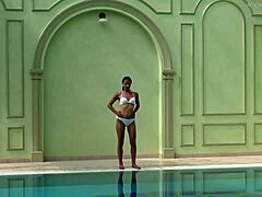 Irina russka in a solo performance in the pool
