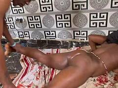 Harveyxbush's big black cock tears up a creamy pussy while it is bent over