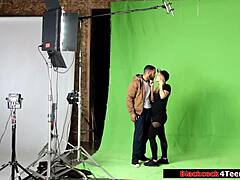 Blonde fan worships idol’s BBC with wild passion.