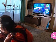 Intensely sucking her while she dominates in Fortnite!