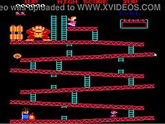 Brunette Gamer Ready for Donkey Kong Challenge