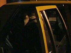 blonde cougar fucks in the car, getting cum on her tits in front of the driver
