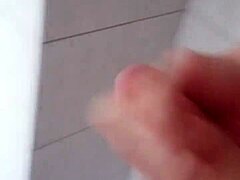 Bisexual solo play heats up in bathroom