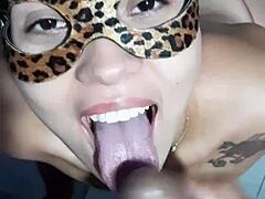 Big cock cums and pisses in the mouth of a slut with a big ass