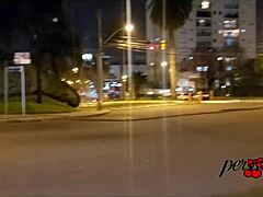 moto boy chases woman flashing tits on car roof