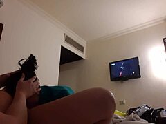 lesbian girlfriend gets mouth fucked in hotel room