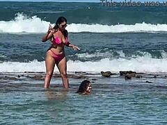 Two Hot Brazilian Babes Enjoy Coral Beach Day