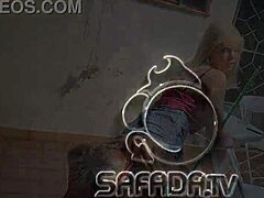 Blonde Russian Teen Crossdresses for Interracial Cock Action in Hot Backyard Scene