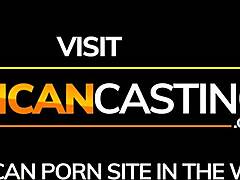 yo, african babe gets her face covered in cum at casting