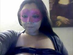 Big tits bouncing while playing with her toy