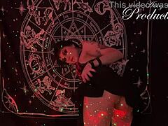 this gothic girl performs a ritual sex with her boyfriend, ending in a cumshot swallow