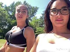 two italian tiktokers acting like sluts in the park with sara diamante