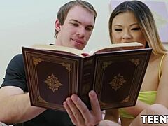 New Asian teen Lulu Chu takes big cock in missionary before cum in mouth