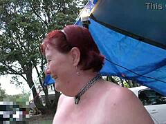 Hell Yeah! Trashy Kiwi Milf Flashes Pussy at Holiday Park