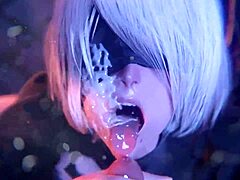 2B loves to receive milk from a big dick